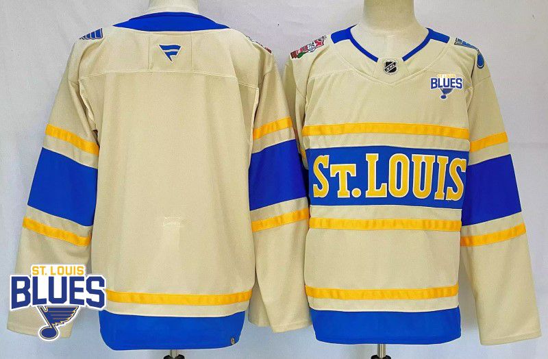 Men St.Louis Blues Blank Cream Fanatics 2025 NHL Jersey style 2->st.louis blues->NHL Jersey